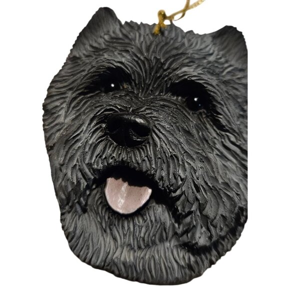 2 Vintage Ornaments Carin Terrier Dog 24Kt Gold Plated Metal & Ceramic Christmas - Picture 8 of 12